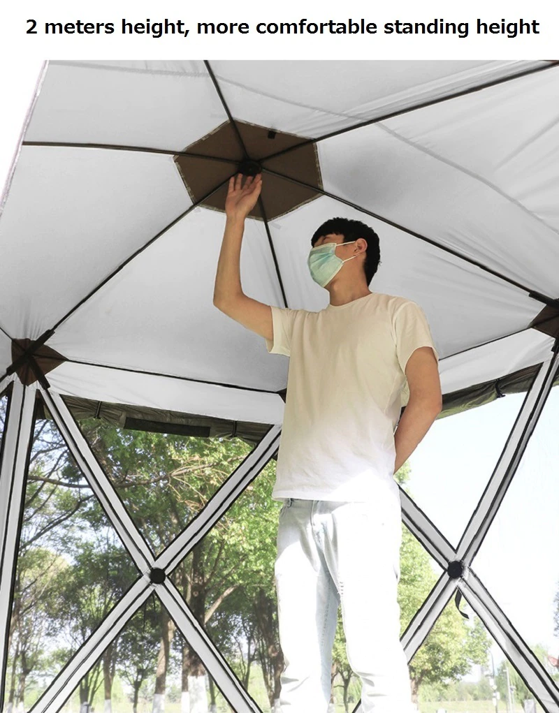 Cheap Goat Tents Outdoor Fully Automatic Camping Tent Movable Hexagonal Tent Pergola Awning Breathable Anti mosquito Family Party Travel Tent   